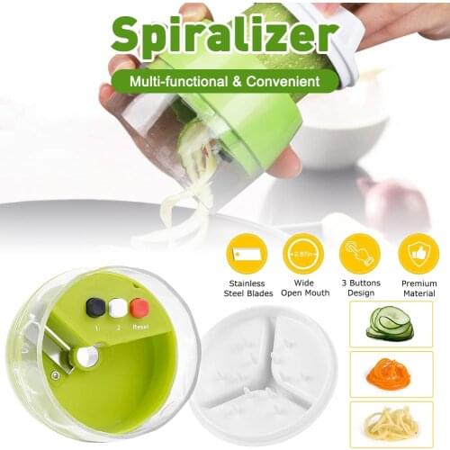 4 in 1 Vegetable Planer Peeler Grater Slicer Spiralizer Sharp Blade Zoodle Maker Handheld Vegetable Slicer with Finger Guard