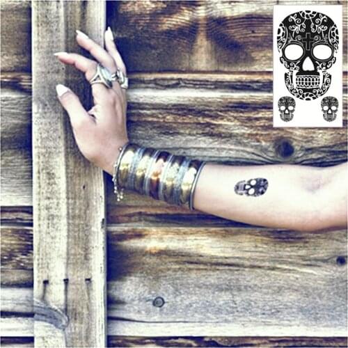 SHNAPIGN 25 Style Mini Temporary Tattoo Body Art, Three skull Designs, Flash Tattoo Sticker Keep 3-5 days Waterproof 10.5*6cm