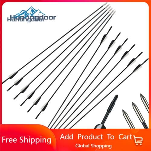 Huntingdoor Bow and Arrows Glass Fiber Arrows 31inch ID 6mm about Spine 750 for Learns Practice To Shooting Hunting Archery