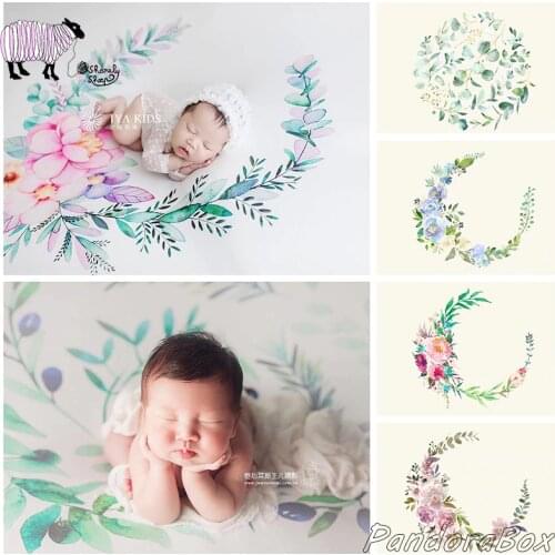 Watercolor Backdrops Newborn Photography Bean Bag Stretch Blanket Baby Photo Shoot Studio Posing Floral Background Photos Props