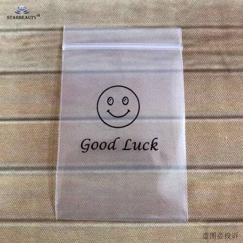 Good Luck 100 Pcs/pack 4x6cm Clear/Print Ziplock Bag 0.14mm Thick Jewelry Packing Display ZIP Bag Waterproof Plastic Sealed Bags