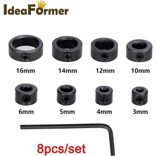 8pcs/Lot 3-16mm Drill Bit Depth Stop Collar Ring Positioner Spacing Ring Locator Woodworking Drill Bit with Hex Wrench