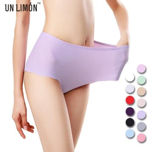 Women Plus Size Panties Ice Silk Briefs Middle-Rise Underpants Soft Underwear Knickers