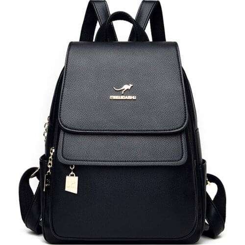 Womens Backpack 2021 Travel Large Backpack PU Leather Schoolbag For Girls Women Bookbag Female Shoulder bag