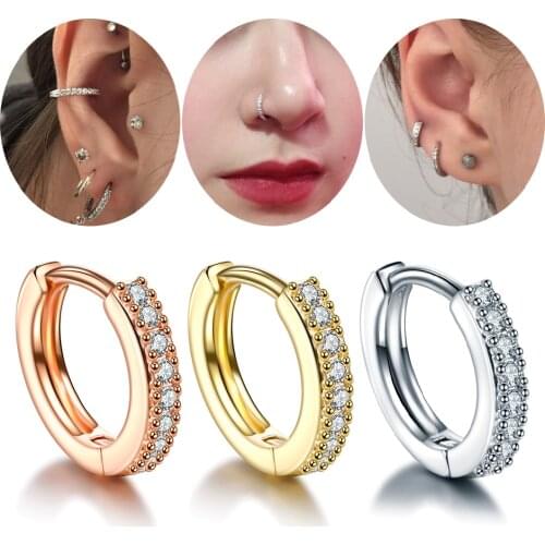 New Arrival 1pc 18G Nose Rings Pircing Septum Cz Hoop Cartilage Earring Helix Tragus Daith Conch Rook Ear Piercing Nariz Jewelry