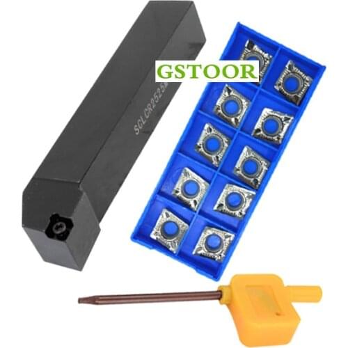 10pcs CCGT120404 AK GH01 CCGT120408 CCGT120402 Aluminum Insert 1pc SCLCR2525M12 Lathe Turning Tool Holder