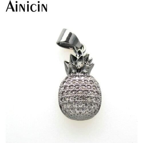 10pcs Gun Black Color Rhinestone Crystal Setting Pineapple Shape Pendants for Women Jewelry Making