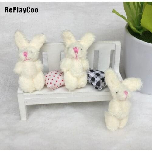 100Pcs/Lot Mini white rabbit Stuffed Plush Toys 6cm Small rabbit Stuffed Toys pelucia Pendant Kids Birthday Gift Decor GMR075