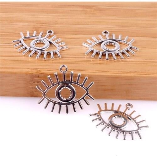 12pcs 22*25.5mm Antique Silver Plated Big Eye Charms Pendants for Bracelet Jewelry Making DIY Handmade 23536