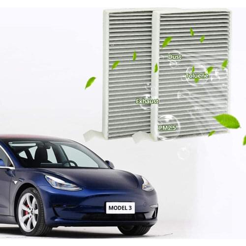 2 Pcs Car Air Filter Replacement Activated Carbon Air Intake Filter Intake Protection for Tesla Model 3 2017 2018 2019 2020