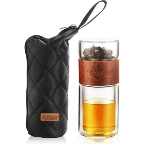 200ml 300ml Glass Water Bottle With Bag High Borosilicate Double Tea Water Bottle Infuser Tumbler Drinkware