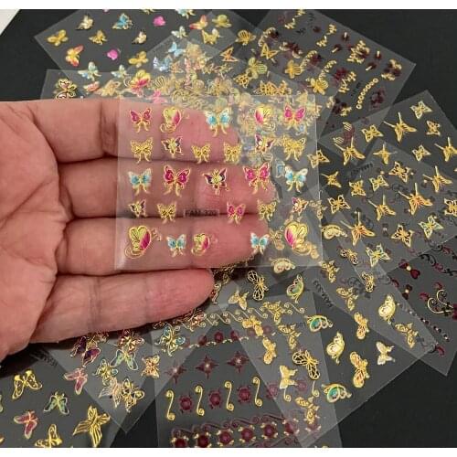 New 2021 Butterfly Nail Sticker (30Types) 30PCS Embossed butterfly Floral 3D Nail Art Sticker Decal,Self-Adhesive Nail Tattoo,T3