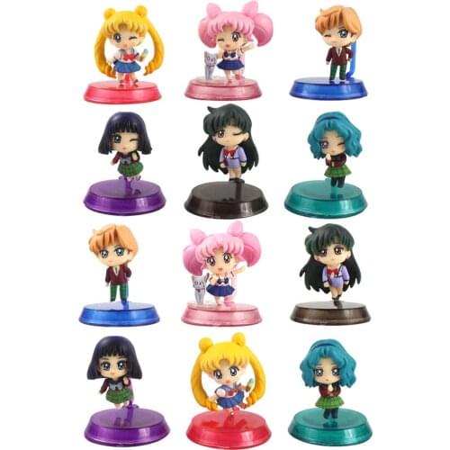 5-6cm 6cps/lot Anime Sailor Moon Figurine Tsukino Mars Jupiter Venus Mercury School Life Ver. PVC Figure Toy Doll