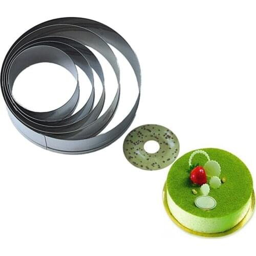5Pcs/set Round Stainless Steel Round Circle Cookie Mousse Cake Ring Cake Gum Paste Mould Layer Slicer DIY Cutter Mold