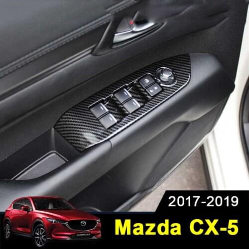 Car Interior Door Armrest Panel Window Switch Lift Buttons Cover Trim Sticker For MAZDA CX-5 CX5 CX 5 2017 2018 2019 Accessories