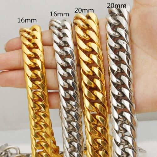 16/20mm High Quality Mens 316L Stainless Steel Curb Cuban Link Chain Bracelet & Necklace Jewelry Gift 7-40inch