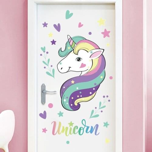 DIY Cartoon Unicorn Wall Stickers for Kids Room Decor Nursery Baby Gifts Decals Removable Mural Posters