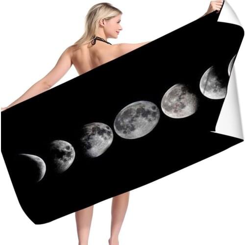 Moon Phase Print Beach Towel Oversized Microfiber Soft Quick Dry Lightweight Swim Travel Sandless Yoga Shower Towel 31.5"x 63"