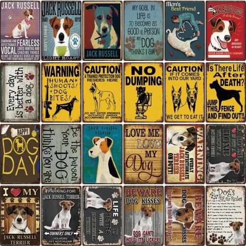 [ Kelly66 ] Pet Dogs Rules Better Life With Jack Russell Terrier Metal Sign Home Decor Bar Wall Art Painting 20*30 CM Size DG-16