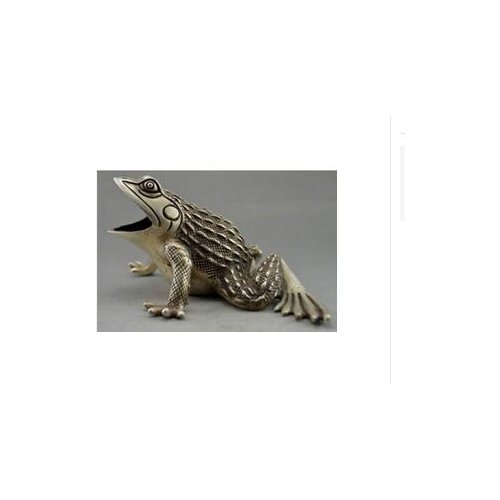 Collectible Decorated Old Handwork Tibet Silver Carved Frog Statue Tibetan Silver decoration bronze outlets