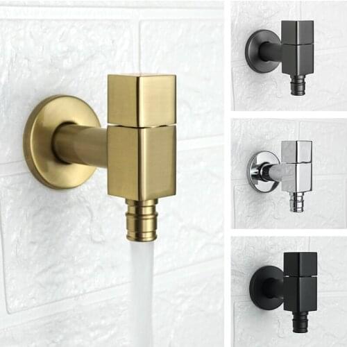 Washing Machine Faucet Tap Outdoor Garden Mop Pool Wash Faucets Bathroom Square Wall Mounted Solid Brass Sink Cold Water Tap
