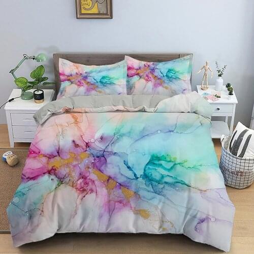 Colorful 3D Marble Quilt Cover Bedding Set Breathable Twin Queen Soft Home Bedding Microfiber Duvet Comforter Cover Pillow Cases