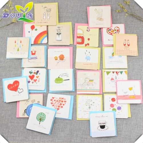 Korean Mini thank you card creative hand birthday card lovely creative small card with envelope