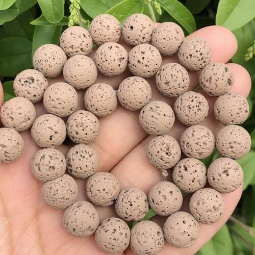 Natural Lava Hematite Brown Volcanic Rock Stone Bead Round Loose Spacer Beads For Jewelry Making DIY Women Bracelet 4 6 8 10mm