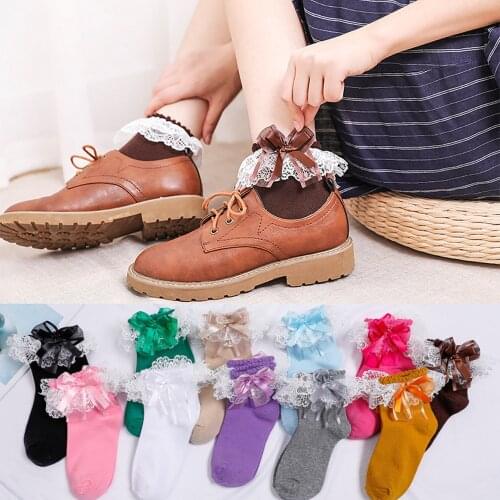 Women Harajuku Sweet Retro Lace Short Socks Lolita Frilly Ruffle Cotton Princess Socks Girls Soft Comfortable Solid Ankle Socks