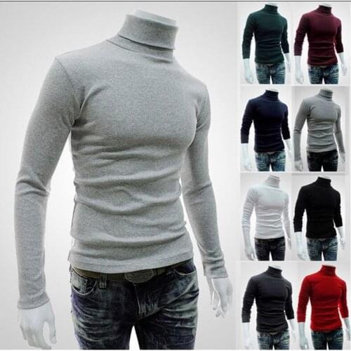 2021 New Autumn Winter MenS sweater Mens Turtleneck Solid Color Casual Sweater Mens Slim Fit Brand Knitted Pullovers