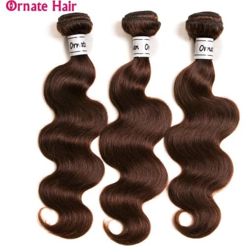 Ornate 3 Pece Body Wave Bundles Brazilian Human Hair Bundles Weave Light Brown Color 100% Human Hair Weave For Black Women