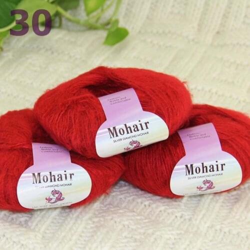 Sale New 3BallsX25g Luxury Soft Mohair Warm Wrap Shawl Hand Knit Crochet Yarn 291-30 Lipstick