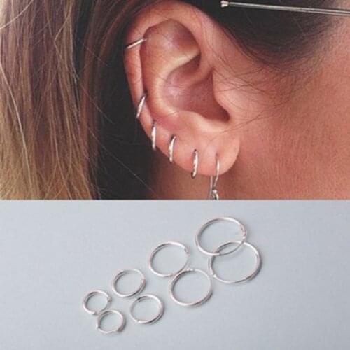 10mm/12mm/14mm/16mm/18mm/20mm Sterling Hinged Hoop Earring Round Thin Circle Sleepers Earrings