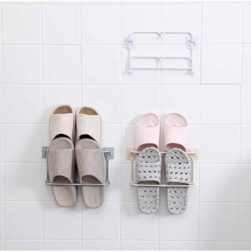OTHERHOUSE Bathroom Foldable Wall Shoe Rack Shoe Organizer Drainer Hanger Shoes Hanging Holder Slippers Drain Storage Shelf Rack