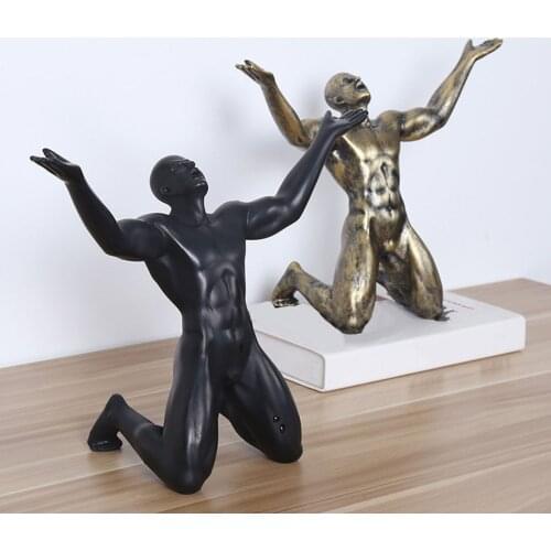 Kneel Man Statues Resin Crafts Figurine Sculpture Figures Home Accent Human Body Statue Home Living Room Decoration
