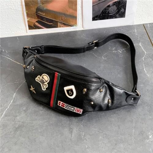 Yesetn Bag 04102021 Mens chest ghost head worn rivet bag single shoulder straps bag waist bag