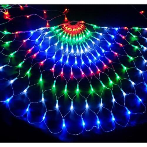 Peacock String Light Colorful Mesh Net Led Hanging Lights Outdoor Window Garden Lamp For New Year Party Festival Decorative