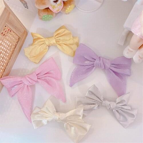 New Large Bowknot Hair clips Girls' Silk Satin Bow Barrette Hair Clip Girls Big Bowknot Hairclips Pink Wine Red Hair accessories