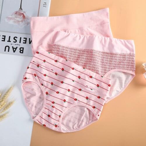 Women Strawberry Fruit Panties Lady Cotton Underwear Girls Breathable Seamless High Waist Briefs Women Cute Lingerie Intimates