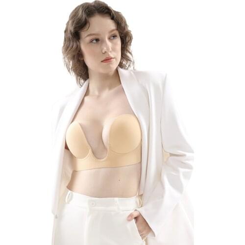 Backless Bra Women Strapless Bra Wire Free Bra Pushup Bras for Women Adhesive Bras Half Cup 1/2 Cup Strapless Lnvisible Silicone