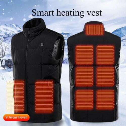 Women Outdoor Men Winter Smart Heated Cotton Vest New Carbon Fiber Thermal Warm Jacket USB Temperaturing Electric Heating Vest