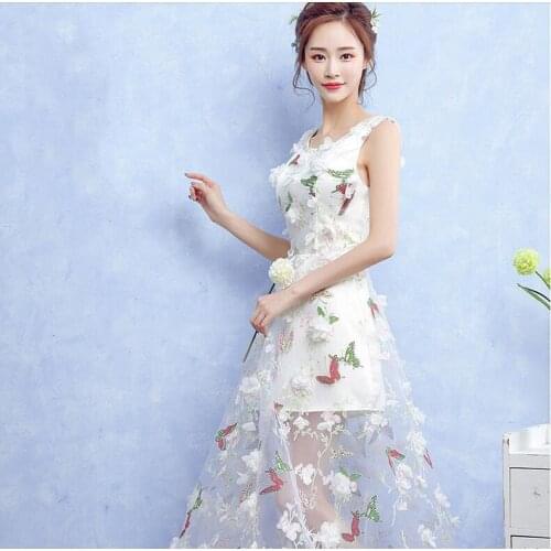 Robe de soiree prom dresses 2019 Senior graduations party dress flower appliques evening Dress decoration formal dress vestido