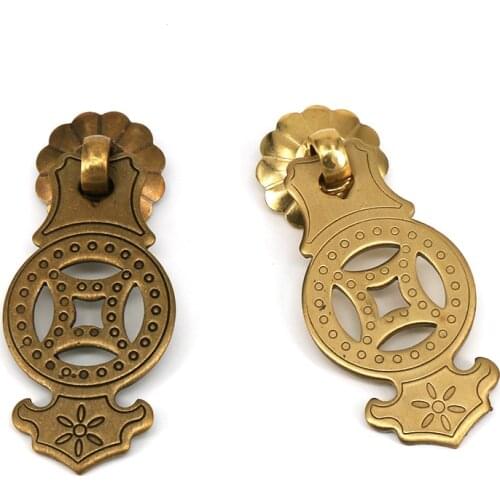 1x Chinese Style Vintage Furniture Drawer Brass Pulls Handle Jewelry Box Wardrobe Door Handle