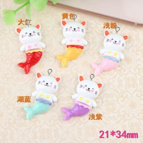 10pcs 21*34mm New resin Mermaid charms kawaii DIY cream mobile phone shell beauty materials children hair accessories wholesale