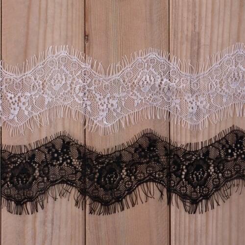 6meter/lot 5cm width Handmade DIY Decorative Soft White Nylon Eyelash Lace Trim Wedding Dress LACE Fabric