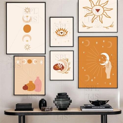 Abstract Canvas Painting Sun Moon Still Life Home Decoration Wall Picture for Living Room Modern Posters and Prints Minimalist