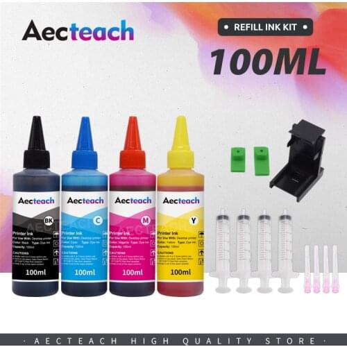 Aecteach new 100ML Ink Refill Kits For Hp 301 302 304 Xl Printer Ink Deskjet 2540 2050 2510 2620 2630 2632 5030 5020 3720 3730