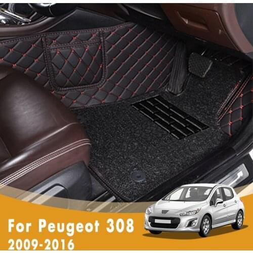 RHD Car Floor Mats For Peugeot 308 2016 2015 2014 2013 2012 2011 2010 2009 Double Layer Wire Loop Car Accessories Custom Carpet