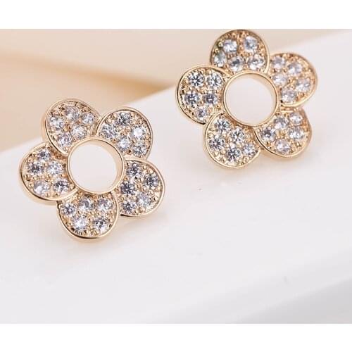 DE150 Fashion Delicacy Elegant 4A Zircon Flower Ear Stud GIRLS Gift Party Banquet WOMENS Jewelry Earrings 2021
