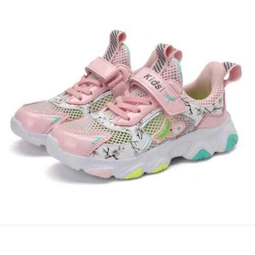 2021 Kid Running Shoes Summer New Children Mesh Lightweight Sport Shoes Girls Comfortable Breathable Fashion All-match Casual S